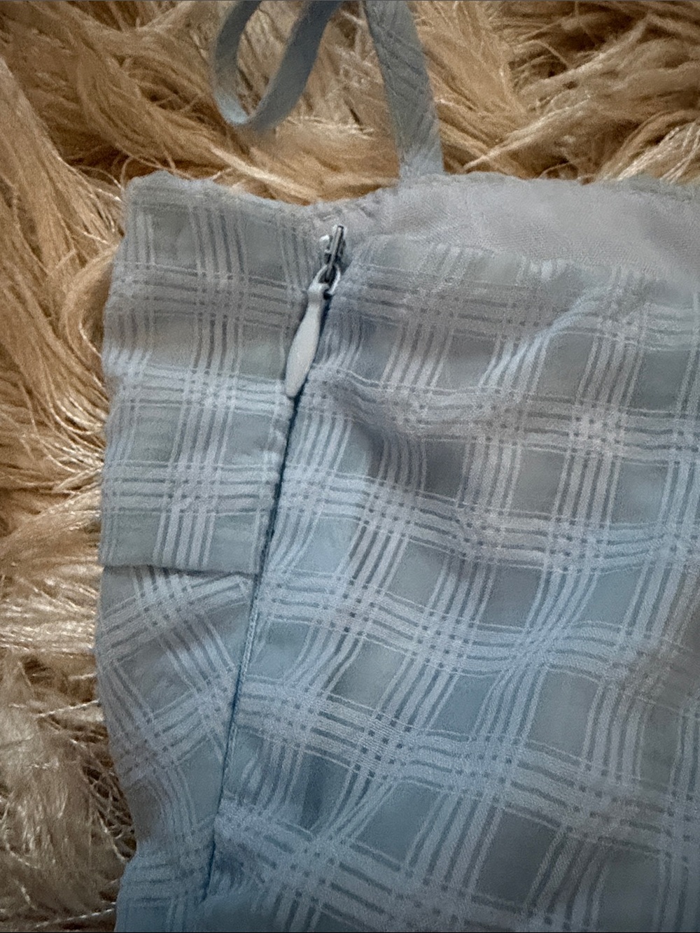 NWOT Beginning Boutique Light Blue Gingham Peplum Cami Top - Picture 4 of 5